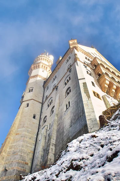 Castillo Neuschwanstein Cuento Hadas Durante Día Invierno Brumoso Alemania — Foto de Stock