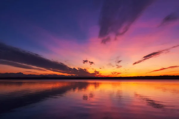 Beau Coucher Soleil Lac Starnberg Bavière Allemagne — Photo