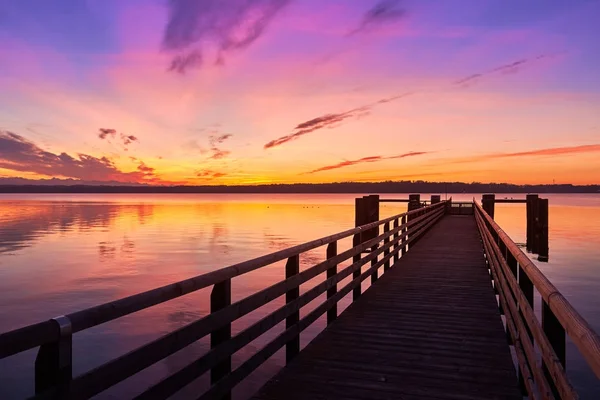 Beau Coucher Soleil Lac Starnberg Bavière Allemagne — Photo