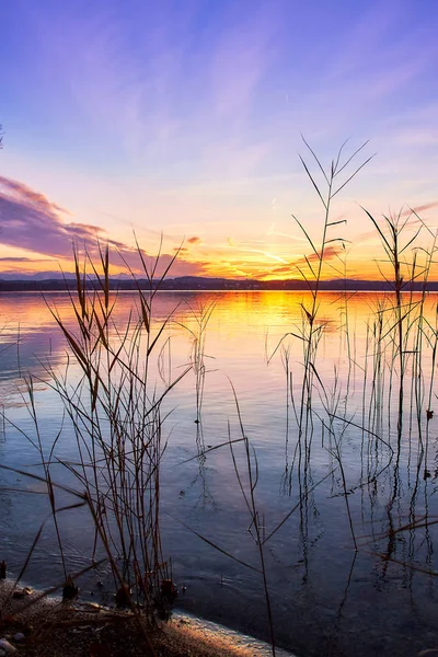 Beau Coucher Soleil Lac Starnberg Bavière Allemagne — Photo