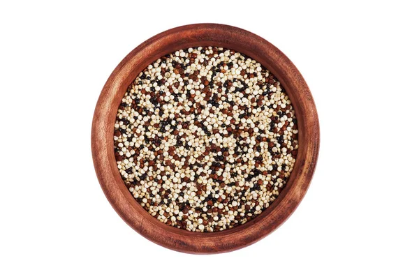 Mixed Raw Quinoa Chenopodium Quinoa Red Black White Seeds Wooden — Stock Photo, Image