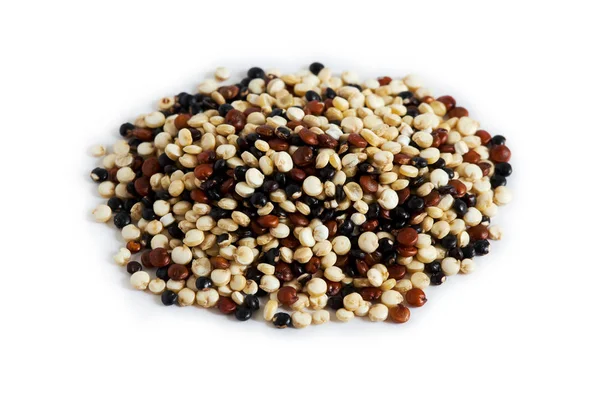 Mixed Raw Quinoa Chenopodium Quinoa Red Black White Seeds Isolated — Stock Photo, Image