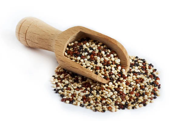 Quinoa Cru Mélangé Chenopodium Quinoa Graines Rouges Noires Blanches Dans — Photo