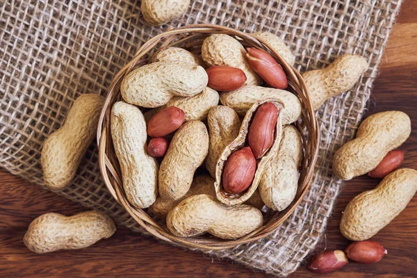 Trocken Geröstete Erdnüsse Gesalzen Der Schale Einer Schüssel Ansicht Von — Stockfoto
