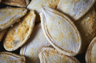 Kavrulmuş ve tuzlu Kabakçekirdeği closeup. Üstten Görünüm