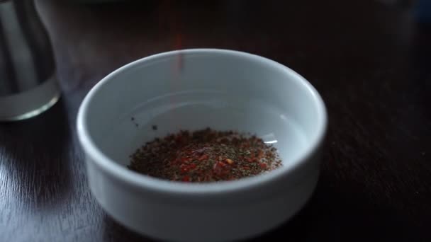 Pour Spices White Bowl — Stock Video