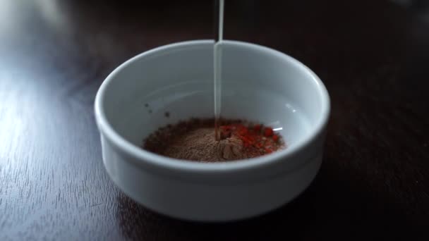 Pour Oil Spices Bowl — Stock Video