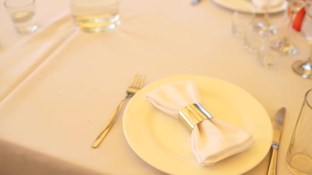 Interior Del Restaurante Banquete Con Decoración — Vídeos de Stock