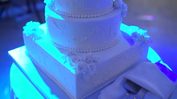 Yeni Evli Bir Kadınla Düğün Pastası — Stok video