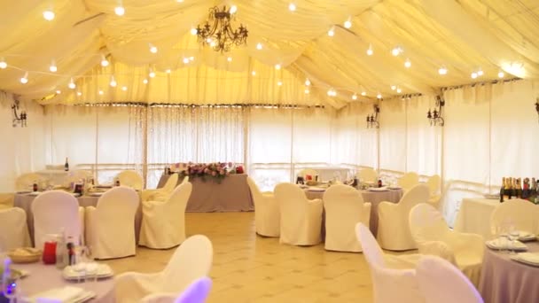 Свадебный Стол Ресторане — стоковое видео