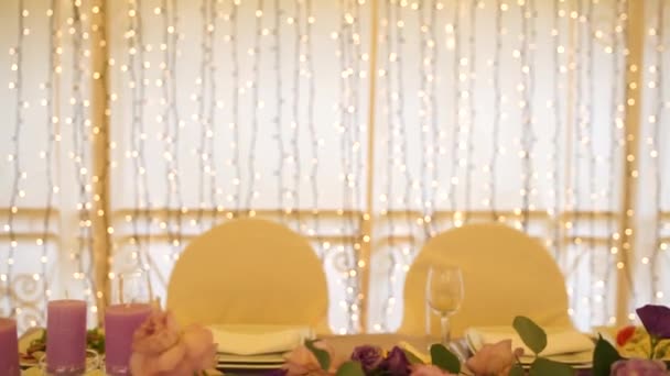 Bröllopsbord Restaurang — Stockvideo
