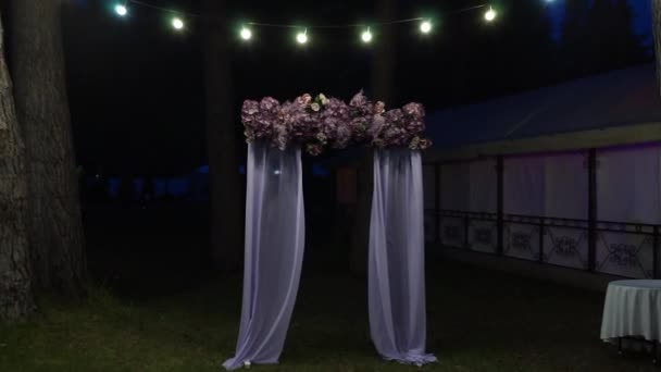 Arco Para Cerimônia Casamento Noite — Vídeo de Stock