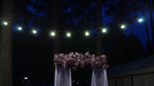 Arco Para Cerimônia Casamento Noite — Vídeo de Stock