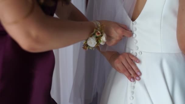 Menyasszony Csomózott Esküvői Ruha — Stock videók