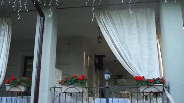 Terrace of the house with curtains — Stock Footage Terrace House Curtains Stock Footage