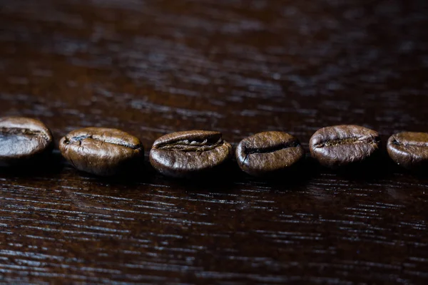 Kávé Szemes Fából Készült Háttér — Stock Fotó