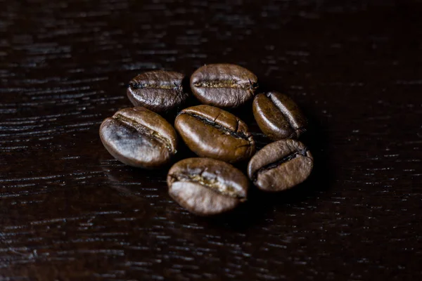 Grãos Café Fundo Madeira — Fotografia de Stock