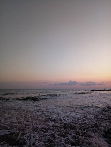 Закат Морской Облачностью Вечером — стоковое фото