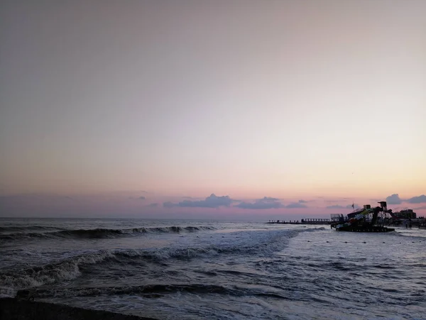 Zachody Słońca Morskimi Chmurami Wieczorem — Zdjęcie stockowe