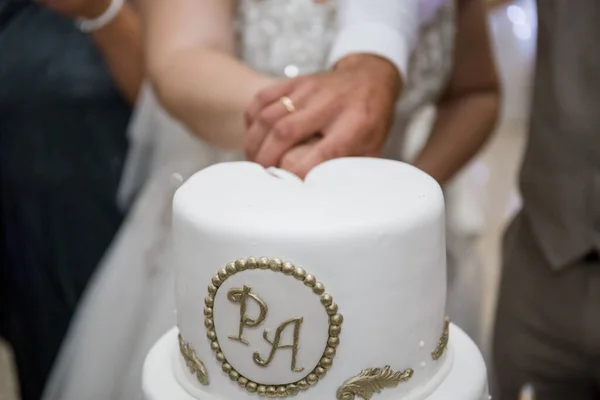 Bolo Casamento Três Camadas Branco — Fotografia de Stock