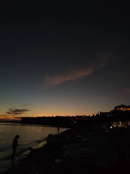 Ηλιοβασίλεμα Στη Θάλασσα Βράδυ Στην Παραλία — Φωτογραφία Αρχείου