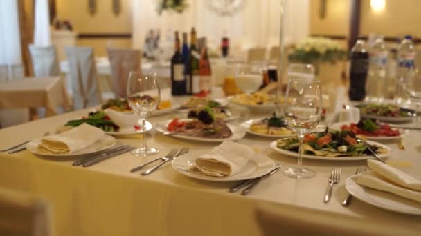 Restaurante Sala Bodas Con Decoración — Vídeos de Stock