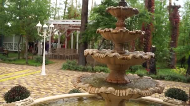 Fontaine Décorative Dans Parc — Video