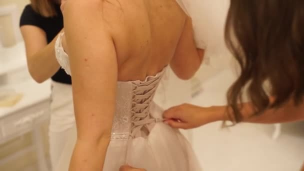 Novia Vestido Novia Anudado — Vídeos de Stock