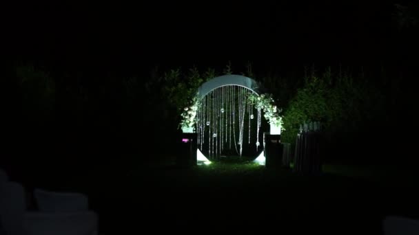 Łuk Ceremonię Ślubną Całą Noc — Wideo stockowe