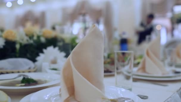 Bröllops Bord Restaurang Med Inredning — Stockvideo