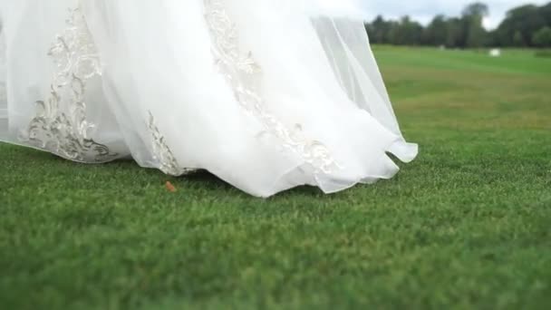 Bride Dress Grass — Stock Video