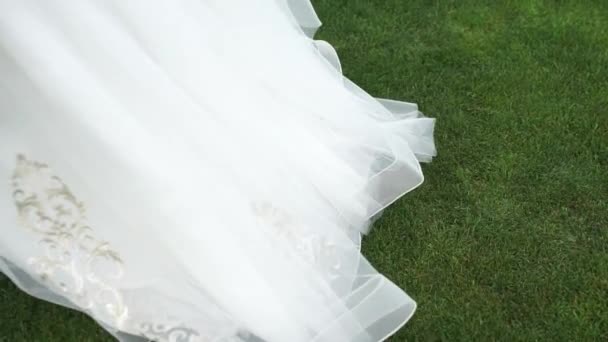 Braut Kleid Auf Dem Gras — Stockvideo
