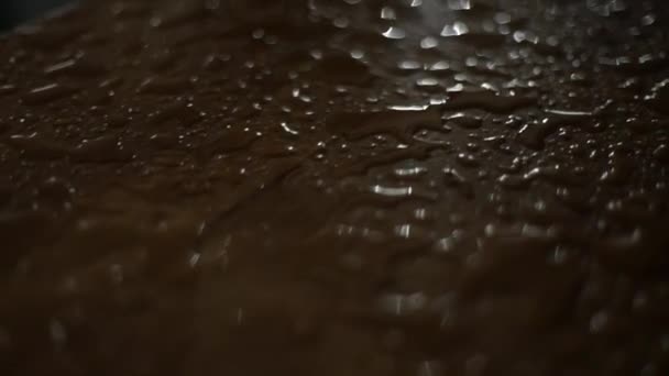 Gotas Lluvia Suelo Madera — Vídeo de stock