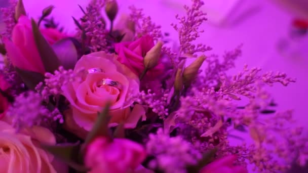 Decoração Flores Mesa Casamento — Vídeo de Stock