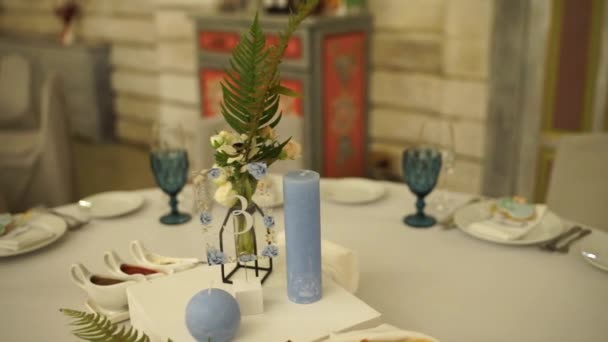 Свадебный Стол Ресторане — стоковое видео
