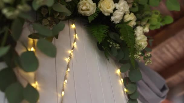 Guirnalda Decoración Para Ceremonia Boda Primer Plano — Vídeos de Stock