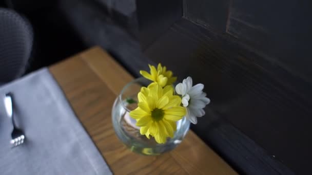 Gänseblümchen Einer Vase Auf Dem Tisch — Stockvideo