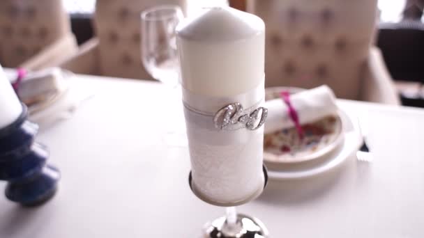 Bougies Sur Une Table Dans Restaurant — Video