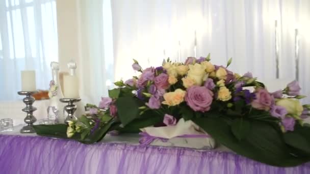 Mesa Boda Con Decoración — Vídeos de Stock