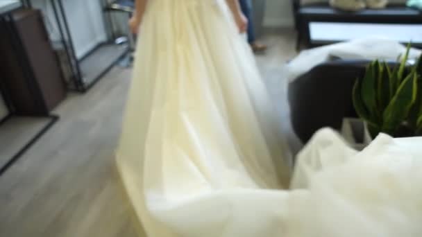 新娘穿着火车头礼服 — 图库视频影像
