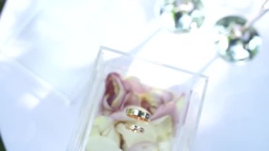 Şeffaf bir kutuda alyanslar