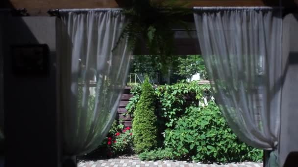 vue sur le jardin depuis la fenêtre 
