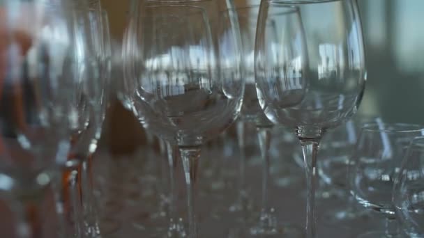 Verres Vin Vides Dans Restaurant — Video