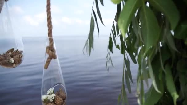 Arco Para Una Ceremonia Boda Cerca Del Mar — Vídeo de stock