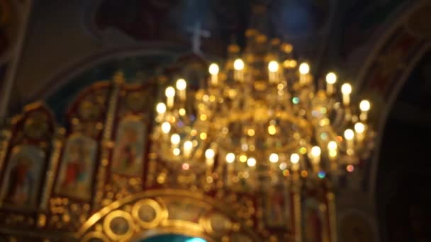 Large Chandelier Church — Stock Video