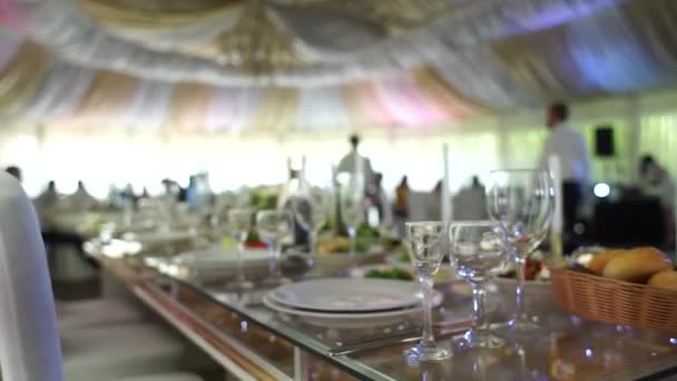 Весільний Стіл Ресторані — стокове відео