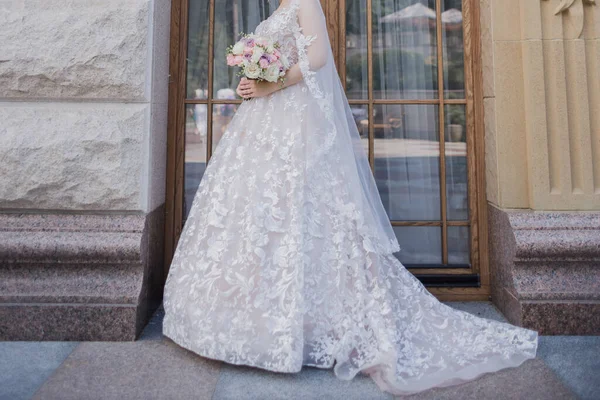 Une Mariée Avec Bouquet Mariage — Photo