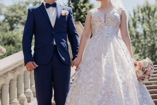 Bride Groom Together Stairs — Stock Photo, Image