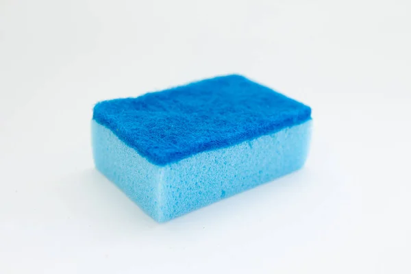 Blue Sponge Washing Dishes — Stock Photo, Image