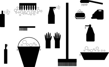 temizlik ve hijyen öğeleri simgeleri